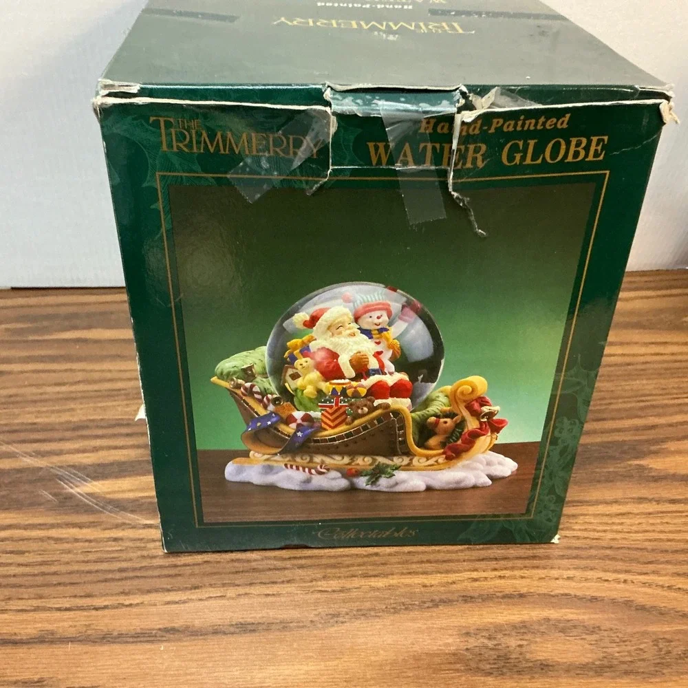 The Trimmerry Vintage Santa Sleigh Water Globe Hand Painted Christmas Decor